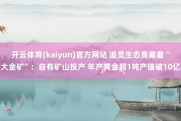 开云体育(kaiyun)官方网站 追觅生态竟藏着“大金矿”：自有矿山投产 年产黄金超1吨产值破10亿