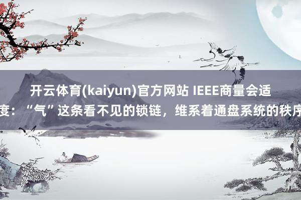 开云体育(kaiyun)官方网站 IEEE商量会适度：“气”这条看不见的锁链，维系着通盘系统的秩序