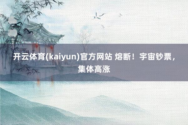 开云体育(kaiyun)官方网站 熔断！宇宙钞票，集体高涨