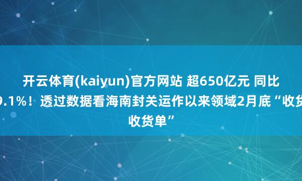 开云体育(kaiyun)官方网站 超650亿元 同比增29.1%！透过数据看海南封关运作以来领域2月底“收货单”
