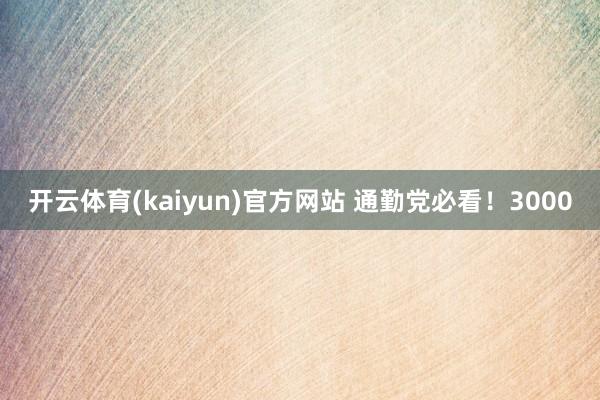 开云体育(kaiyun)官方网站 通勤党必看！3000