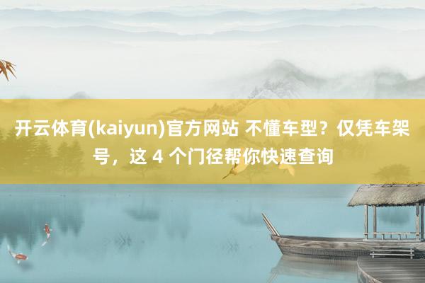 开云体育(kaiyun)官方网站 不懂车型？仅凭车架号，这 4 个门径帮你快速查询