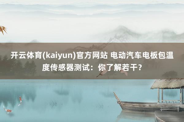开云体育(kaiyun)官方网站 电动汽车电板包温度传感器测试：你了解若干？