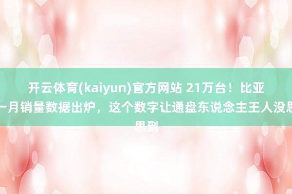 开云体育(kaiyun)官方网站 21万台！比亚迪一月销量数据出炉，这个数字让通盘东说念主王人没思到