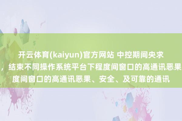 开云体育(kaiyun)官方网站 中控期间央求一种窗口通讯步调专利，结束不同操作系统平台下程度间窗口的高通讯恶果、安全、及可靠的通讯
