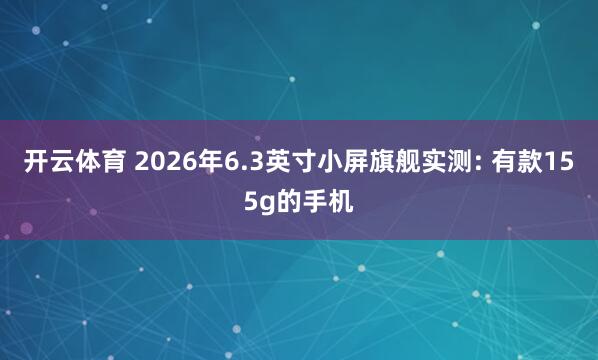 开云体育 2026年6.3英寸小屏旗舰实测: 有款155g的手机