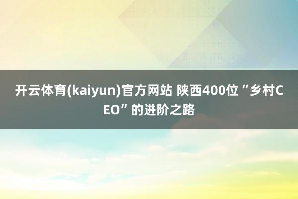 开云体育(kaiyun)官方网站 陕西400位“乡村CEO”的进阶之路