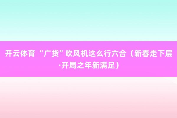 开云体育 “广货”吹风机这么行六合（新春走下层·开局之年新满足）
