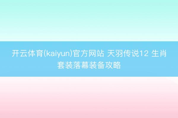 开云体育(kaiyun)官方网站 天羽传说12 生肖套装落幕装备攻略