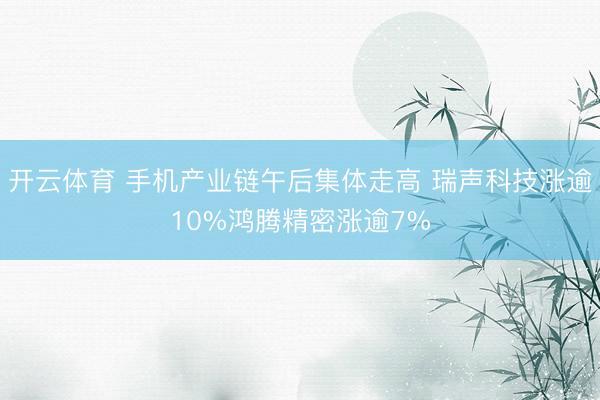 开云体育 手机产业链午后集体走高 瑞声科技涨逾10%鸿腾精密涨逾7%