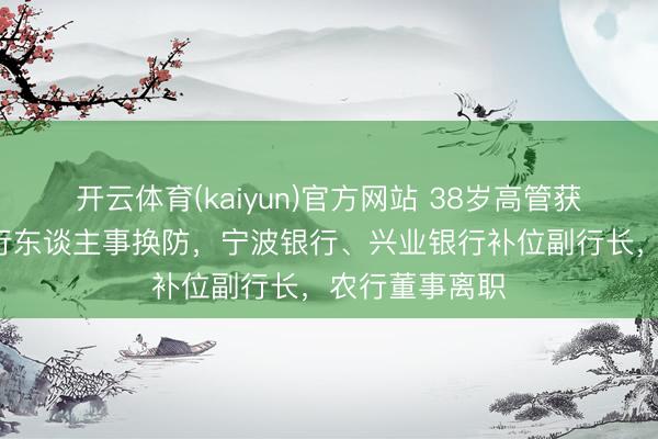 开云体育(kaiyun)官方网站 38岁高管获进步！3家银行东谈主事换防，宁波银行、兴业银行补位副行长，农行董事离职