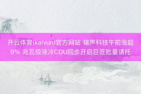 开云体育(kaiyun)官方网站 瑞声科技午前涨超9% 兆瓦级液冷CDU同步开启巨匠批量请托
