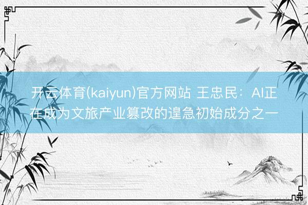开云体育(kaiyun)官方网站 王忠民：AI正在成为文旅产业篡改的遑急初始成分之一