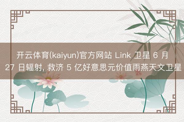 开云体育(kaiyun)官方网站 Link 卫星 6 月 27 日辐射， 救济 5 亿好意思元价值雨燕天文卫星
